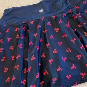 Navy and Hot Pink Skull faux wrap tennis pickleball skort skirt Large